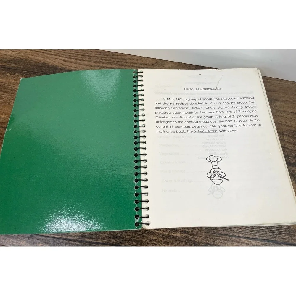 Baker's Dozen Cook Book Cookbook Waverly Iowa 13 Member Group Green Cover Spiral